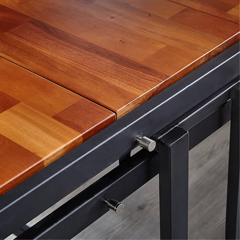 Medium-Size Rubber Wood Multifunction Convertible Dining Table,Transition Dining Table And Shelf For Home And Kitchen,Free Switch,Space-Saving For Any Need ,Wood Color Finish