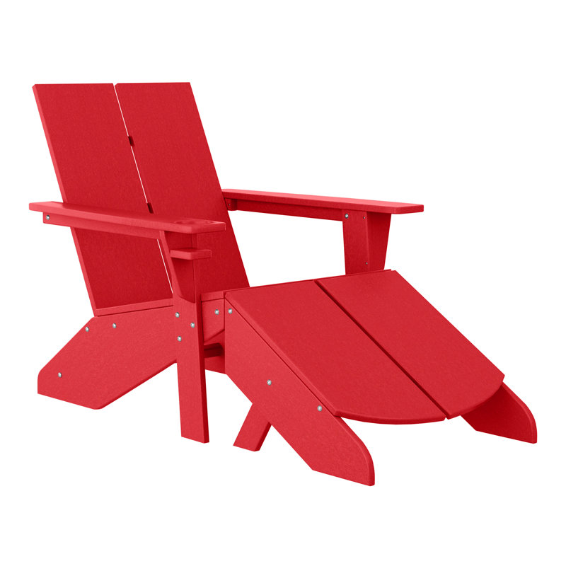 Chaise Adirondack moderne en poly avec repose-pieds, Rouge