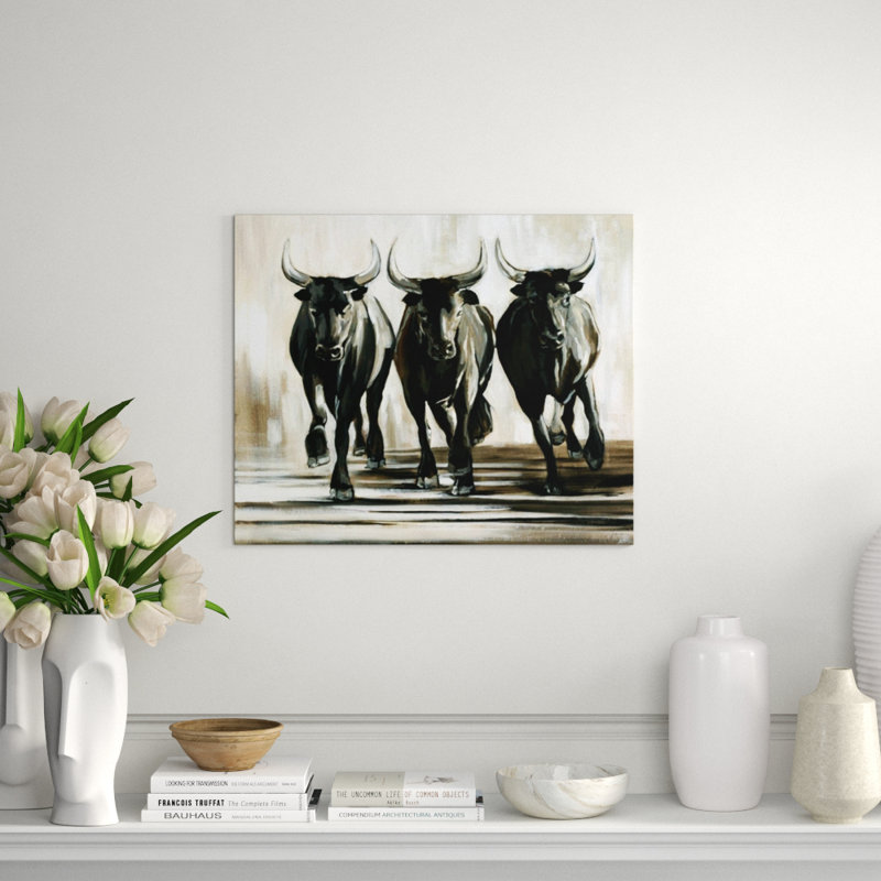 Running Bulls Print, 36" H x 43" W x 1.5" D, Image Brush Gel