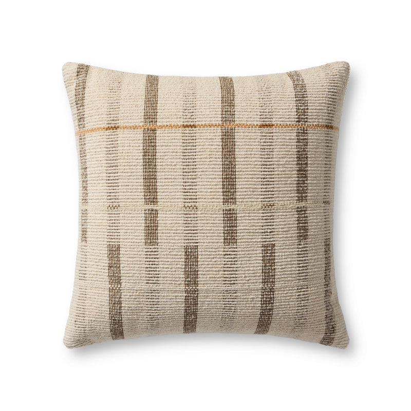 Coussin décoratif Loloi, Ivoire / brun rayé, Inférieur