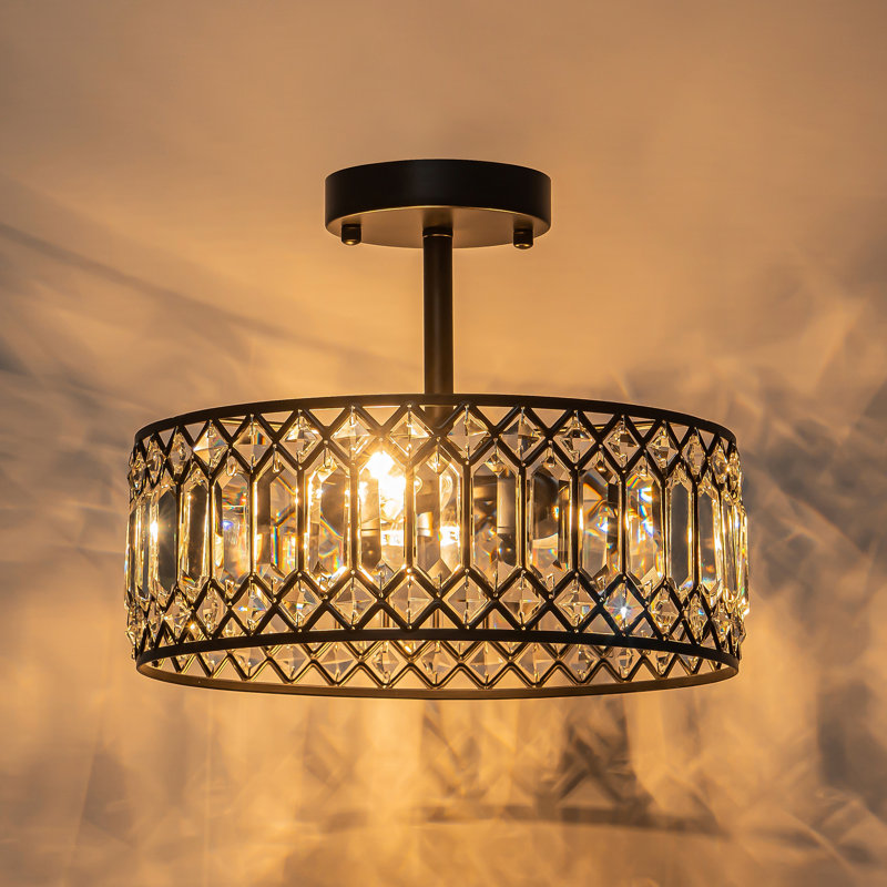 Plafonnier semi-encastré Luxury, Trois lumières, Noir mat