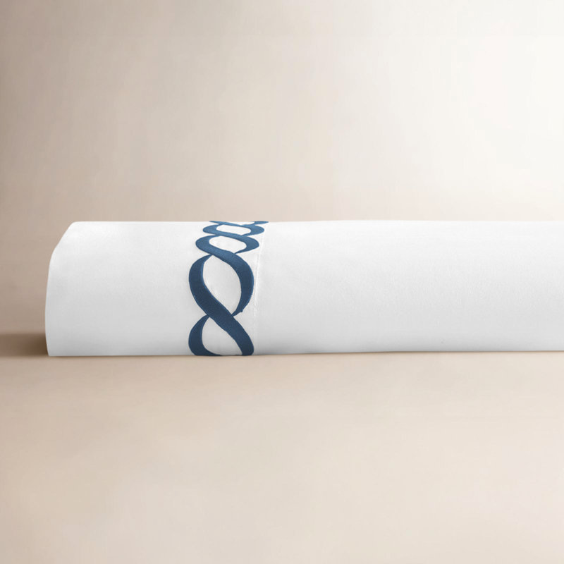 Leno Cotton Blend Percale Flat Sheet, King Flat Sheet, Navy