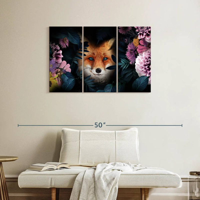 Brampt Floral Red Fox, 24" H x 38" W