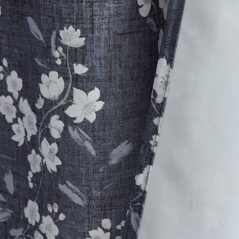 Lyllyan Floral Rod Pocket Window Curtains for Bedroom, 2 Panels, Charcoal Gray, 52" W x 96" L