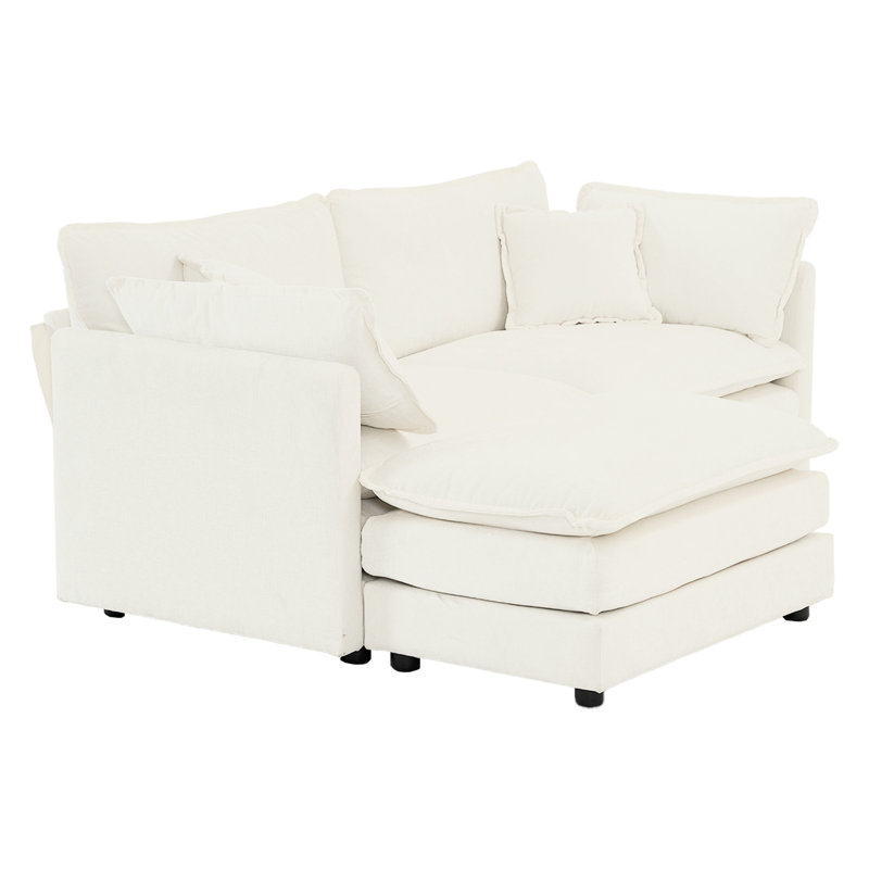Avec chenille blanche, matériaux, base en bois massif, rembourrage en éponge, chenille 2 places confortable pour les petits espaces, blanc, bois, tissu, repos