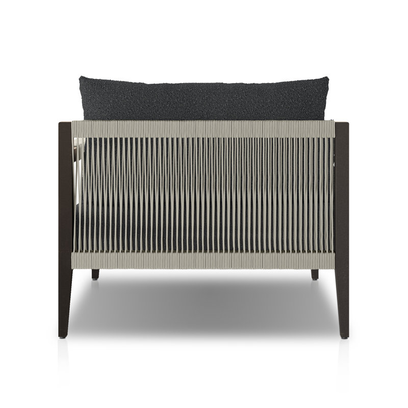 Sherwood Outdoor Teak Chaise Lounge, Fiqa Slate Boucle, Bronze