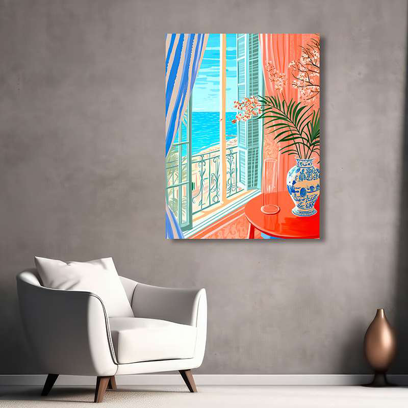 Window With A View, Antibes by Hernan Navarro - Wrapped Canvas Print, 100cm H x 70cm W