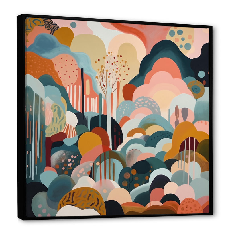 «Pink Green Minimalims Explosion III», reproduction sur toile, H 36 po x l 36 po x P 1,5 po, Cadre flottant noir