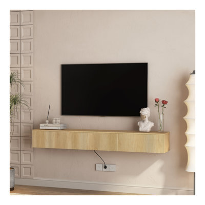 Meuble télé flottant fixé au mur avec 16 DEL de couleur, meuble télé moderne de 69 po, meuble télé flottant pour téléviseur 55 60 65 po