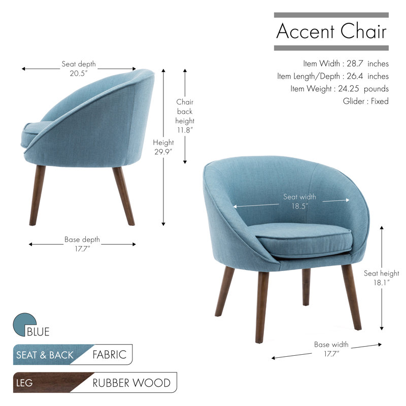 Upholstered Barrel Chair, Blue