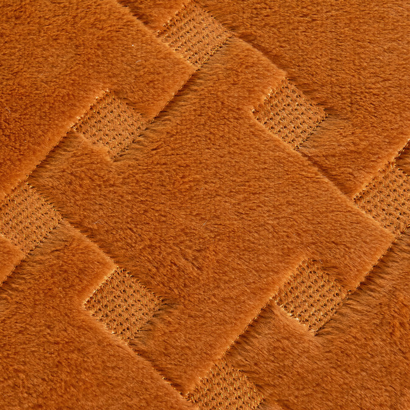 4 Piece Tatami Quilted Faux Fur Set, Queen Coverlet + 3 Additional Pieces, Burnt Orange
