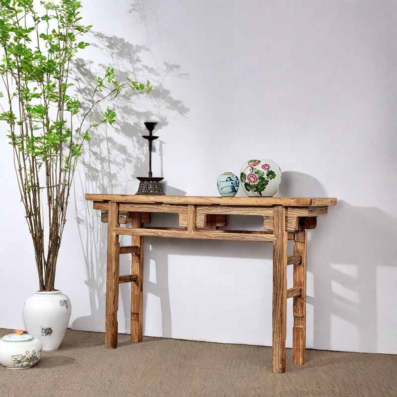 New Chinese Style Solid Old Elm Wood Console Table, 33.5" H x 47.2" W x 11.8" D