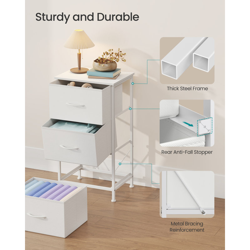 Kassiana Dresser For Bedroom, Chest Of Drawers, Steel, MDF, 3 Non-Woven Fabric Drawers, Storage Organizer Unit, Closet, Entryway