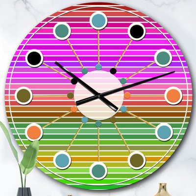 Horloge murale horizontale à motif géométrique rétro II - Mid-Century