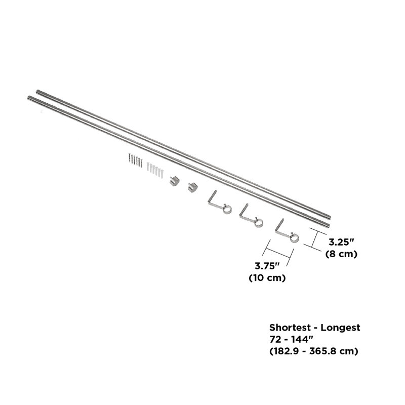 Cappa Curtain Hardware Set, Nickel/Steel, 7.85cm H x 183cm W x 0.5cm D