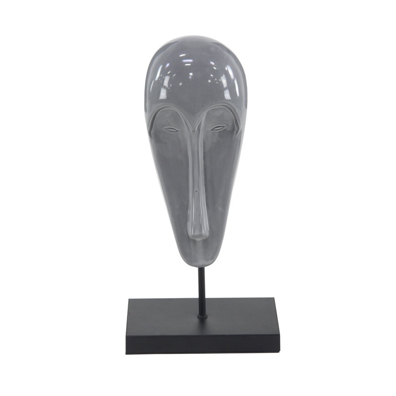 Sculpture de masque modern Helmuth, H 17 po x l 8 po x P 7 po