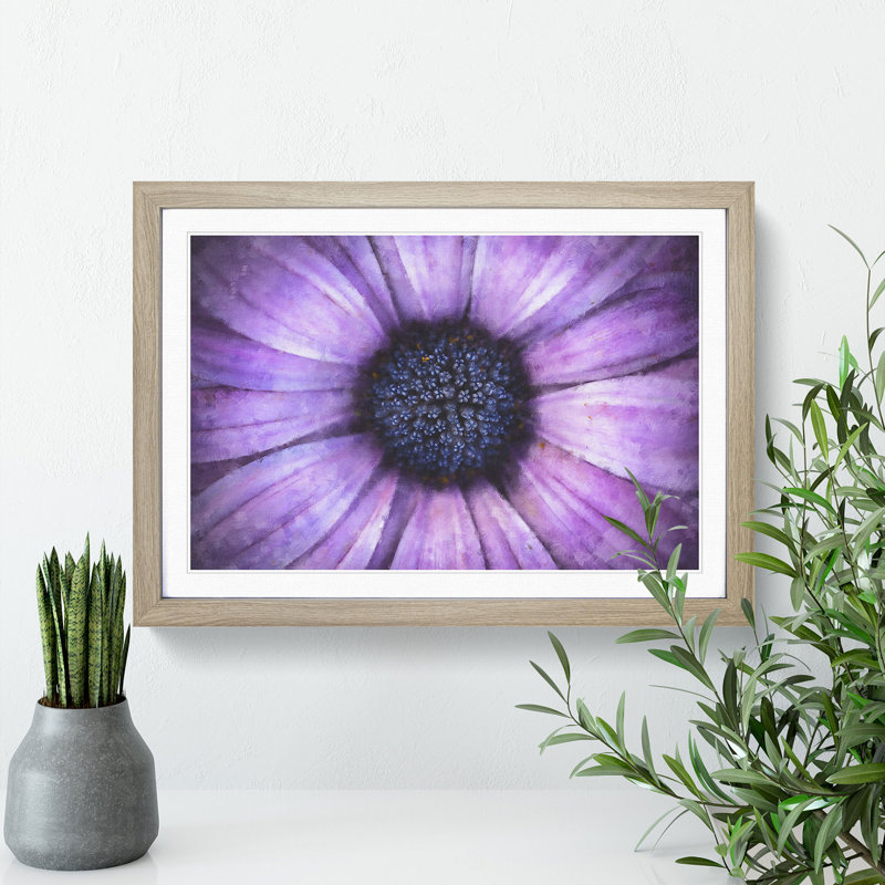 The Eye of a Purple Flower - Picture Frame Painting Print, Oak Framed, 62cm H x 87cm W x 2cm D