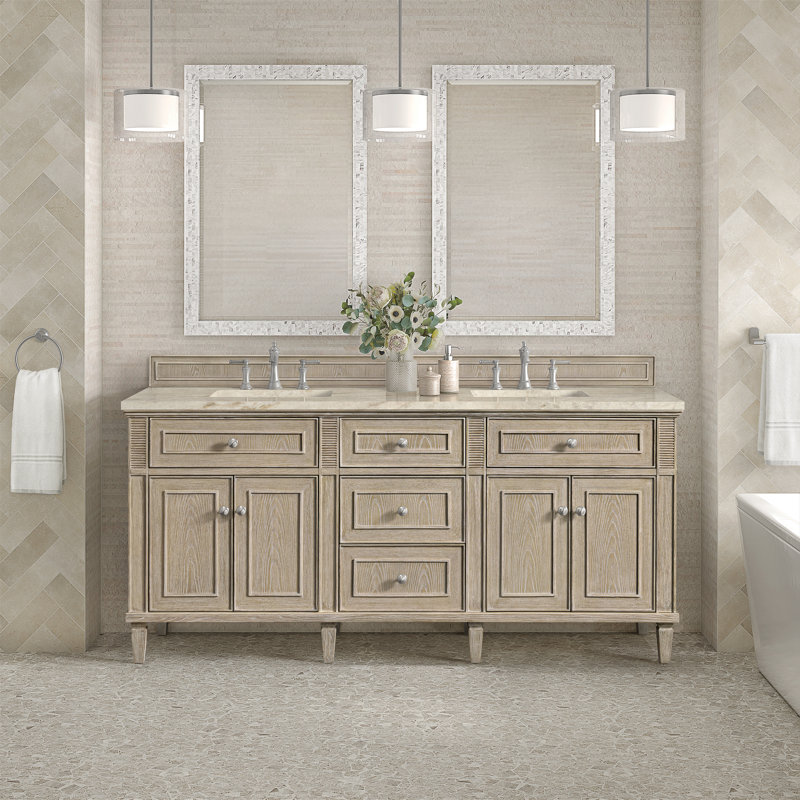 Lorelai 72'' W Double Vanity, Whitewashed Oak, 8" Widespread, Tajnar Eclos