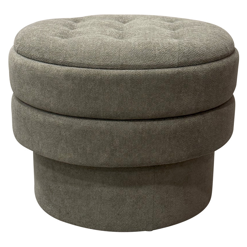 Modern Fabric Round Storage Ottoman, Modern  Round Storage Ottoman - Moss
