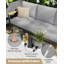 Ensemble de mobilier de patio en aluminium 7 pièces - Ensemble de conversation extérieur avec table basse, canapé modulaire en métal pour balcon, jardin, terrasse, cour, gris