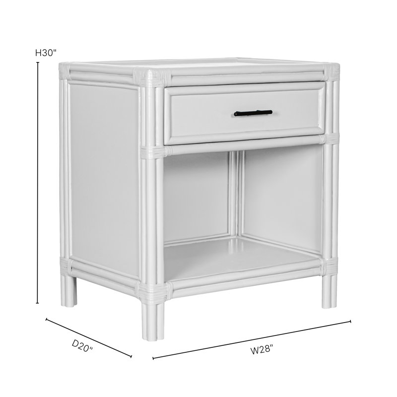 Clara Collection 1 - Drawer Rattan Nightstand, Citrus Orange