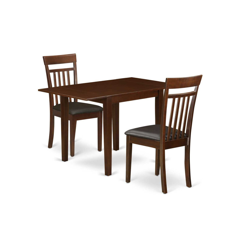 Plateau en bois massif à finition acajou - Ensemble de salle à manger - Sièges, 3 pièces: 1 table, 2 chaises