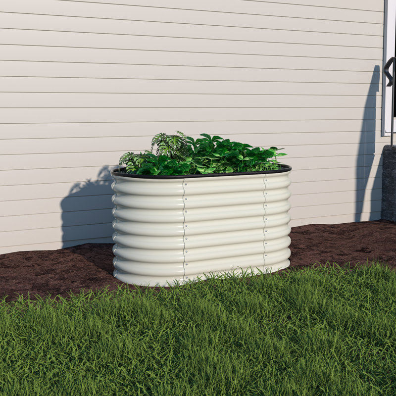 Lit de jardin surélevé modulaire en acier galvanisé 9 en 1 Heise, Blanc perle, H 11,2 po x l 72 po x P 36 po