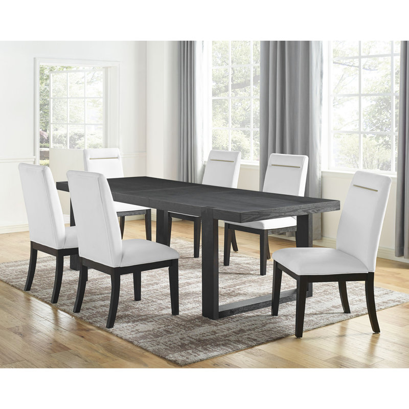 Contemporary 77" Rectangular Dining Table with Extendable Leaf and Floating Top – Seats Up to 10