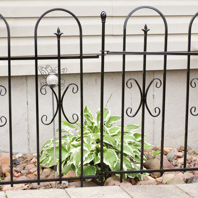Rubenstein 3 ft. H x 8 ft. W Finial Black Steel Decorative Garden Fence Panels
