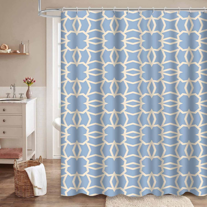 Rideau de douche bleu vif à fond coloré avec 12 crochets, L 72 po x l 84 po