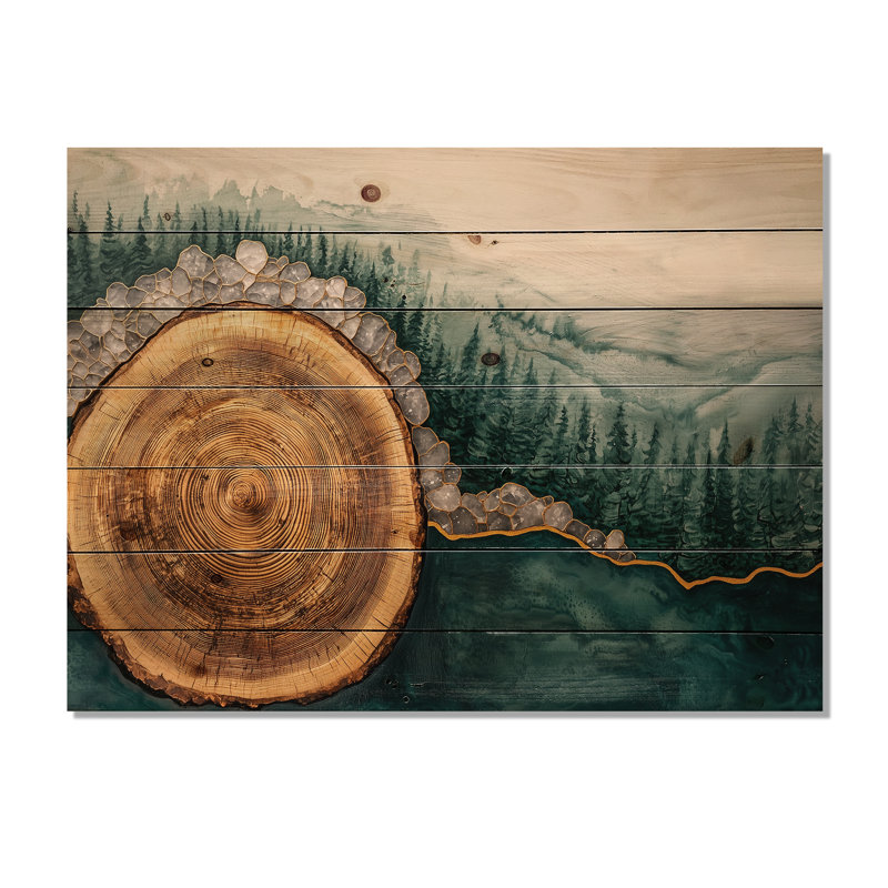Glissade sur bois, paysage de cristaux liquides, impression sur bois de forêt, sur bois de pin naturel, H 10 po x l 20 po