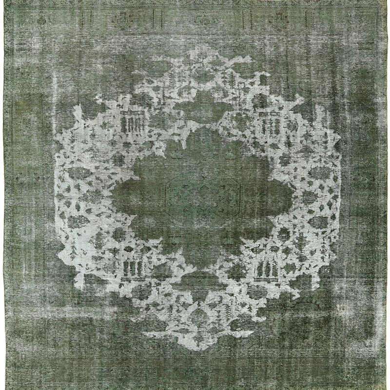 Tapis oriental vert / blanc Henri, Carré 6 pi