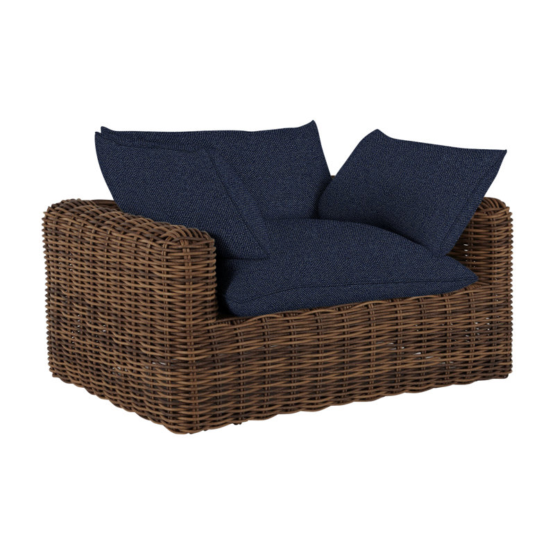 Montecito N-Dura Resin Wicker Outdoor Lounge Chair, Raffia, Welt, Intermix Indigo