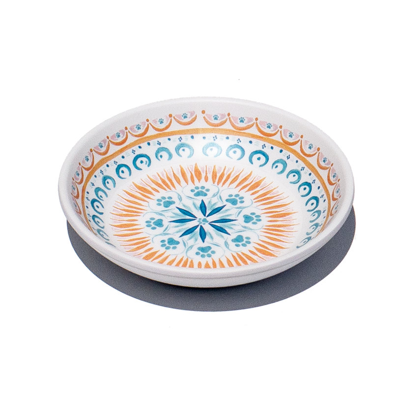 Boho Kitty Collection  – Cat Set, 1 small Bowl 1.5cups, 1 Saucer 0.75 cups, 1 Feeding Tray, Dishwasher Safe, Durable 