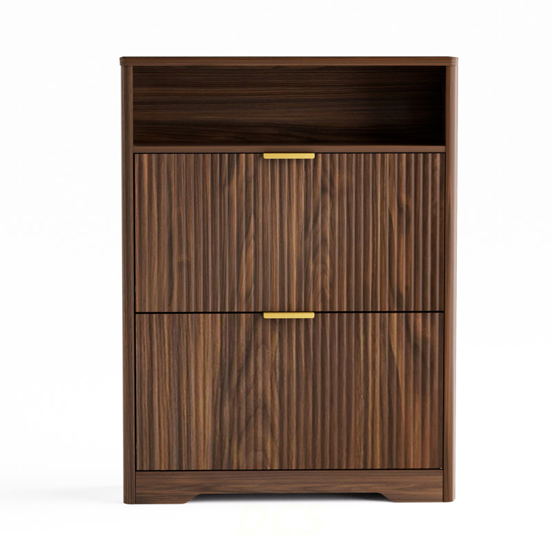 Shoe Cabinet Storage For Entryway Hidden Shoes Storage Cabinet With 2 Flip Drawers, Tall Free Standing Shoe Organizer Rack For Foyer, Hallway. Walnut,31.6'' L X 9.6'' W X 40'' H., Shoe Storage