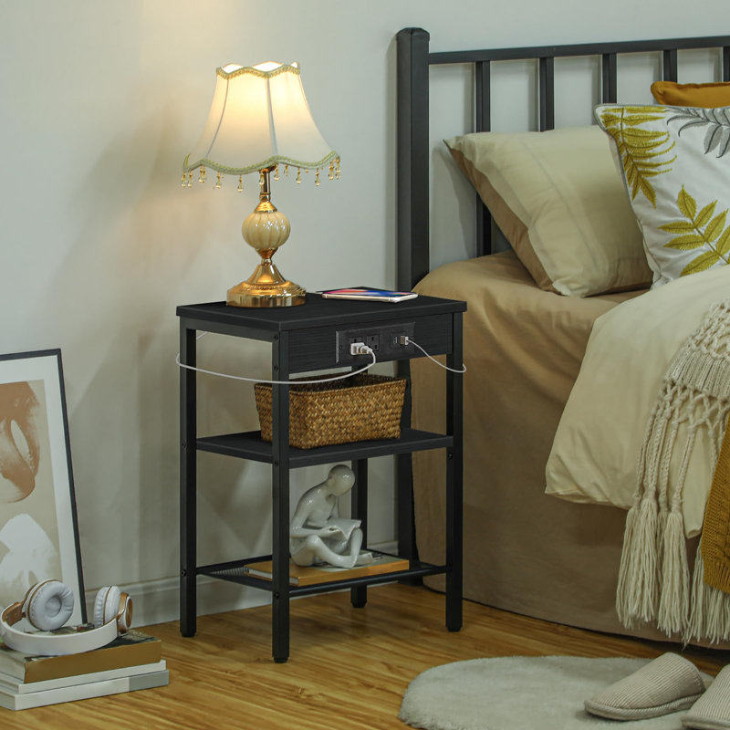 Side Table with Storage, Black