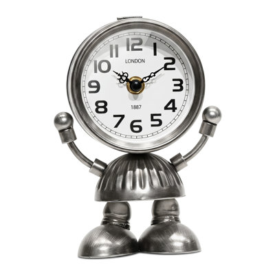 Horloge de table vintage ENDORDAKA en fer forgé, style robot, horloge de bureau décorative rétro londonienne de 1887, figurine de robot en métal mobile, horloge de table silencieuse à quartz pour étagère, chambre, bureau, décoration intérieure, idée cadeau