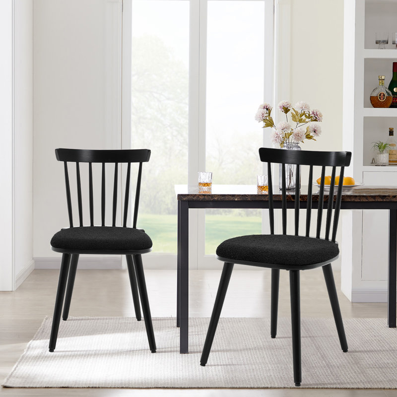 Caplan 49Cm H Upholstered Dining Chairs With Solid Wood, 2, Black