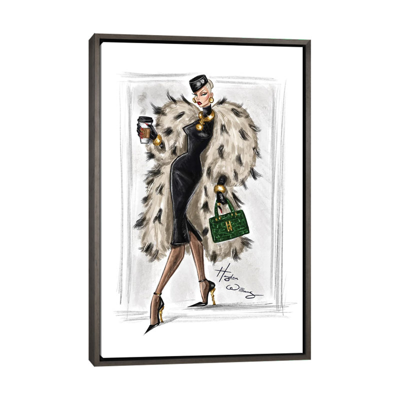 Coffee Run - HWI582, Gris, H 48 po x l 32 po, Floater Framed Print Canvas without Mat