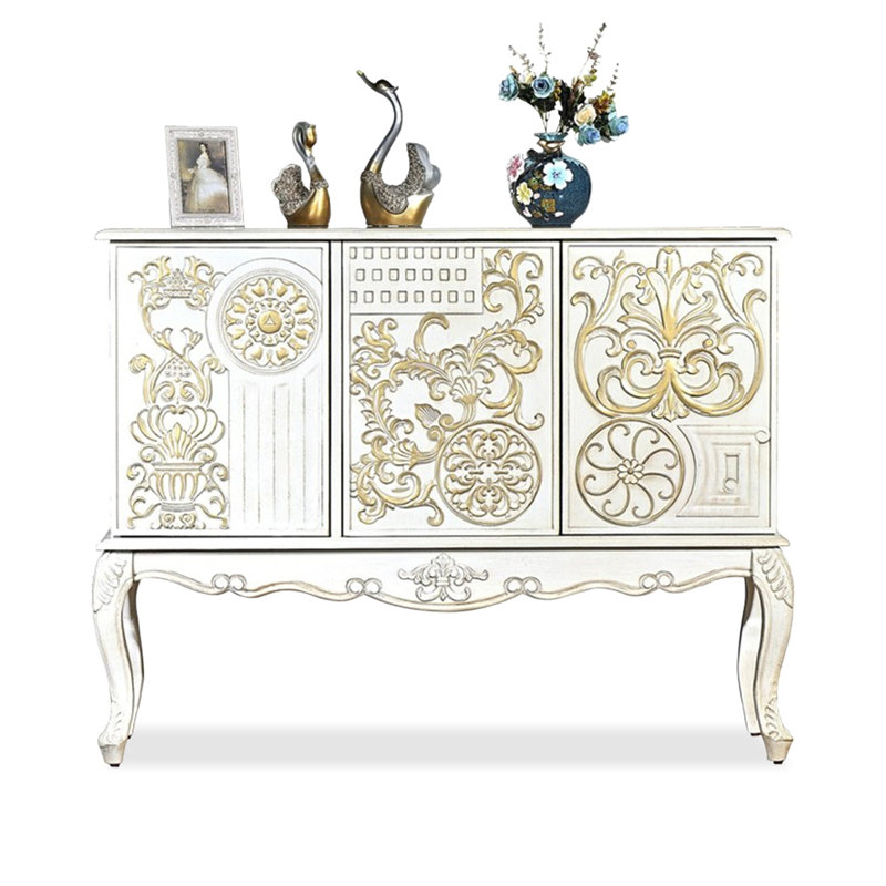Console rectangulaire en bois manufacturé blanc massif, H 35,83 po x l 47,24 po x P 15,75 po