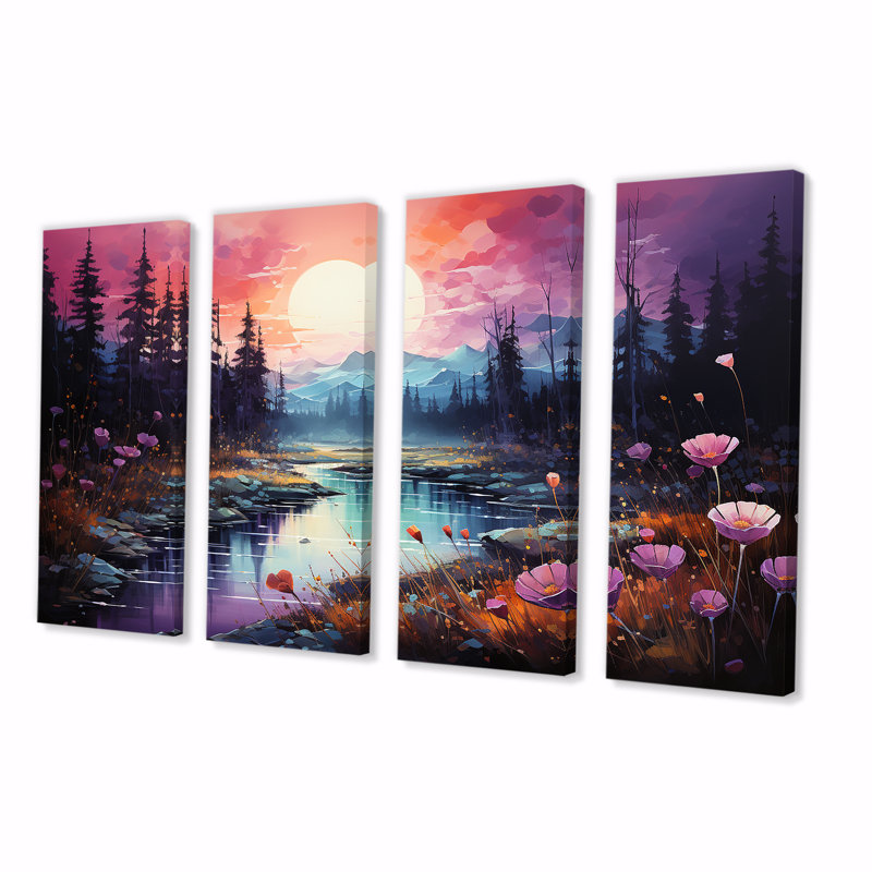 4 pièces d'art mural Northern Light, H 28 po x l 48 po
