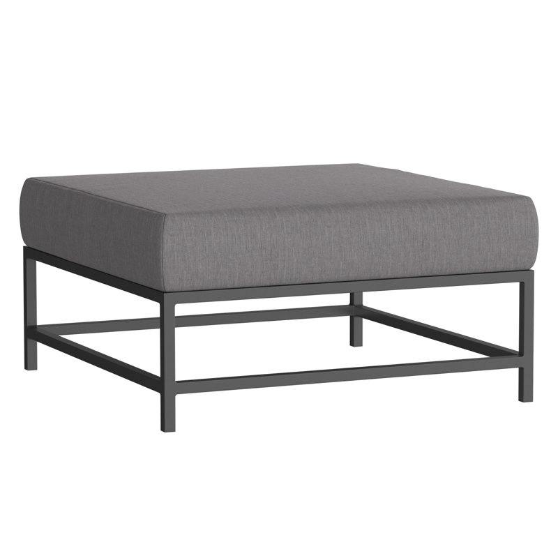 Delano Outdoor Ottoman, Canvas Granite Sunbrella® Canvas, Tex Gray