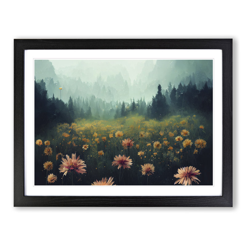Flower Field Vol.2 - Single Picture Frame Painting, Black, 46cm H x 64cm W x 2cm D