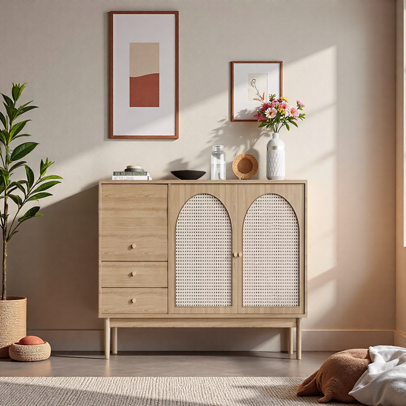 Buffet décoratif Wabi Sabi, H 35,43 po x l 47,24 po x P 13,78 po