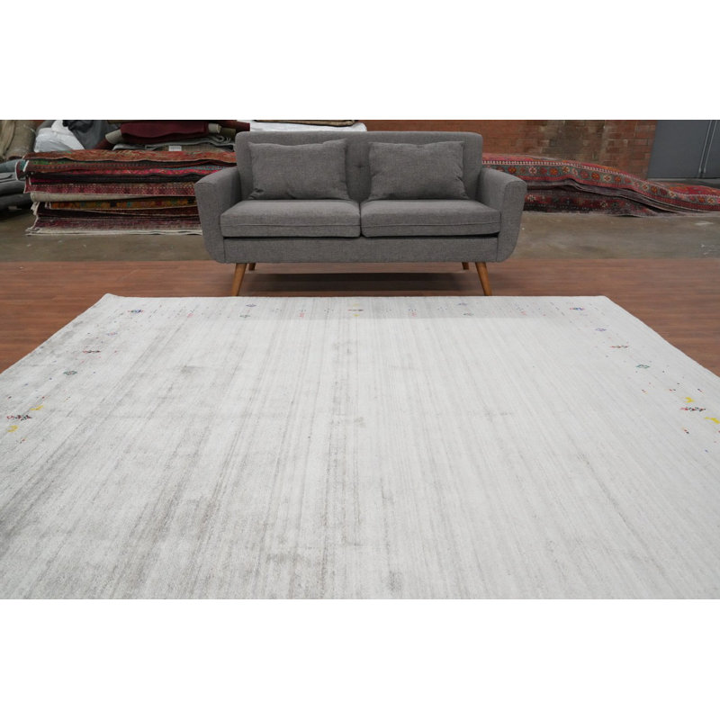 Tapis de style Gabbeh 9 x 9 accentué de couleurs finement cousues