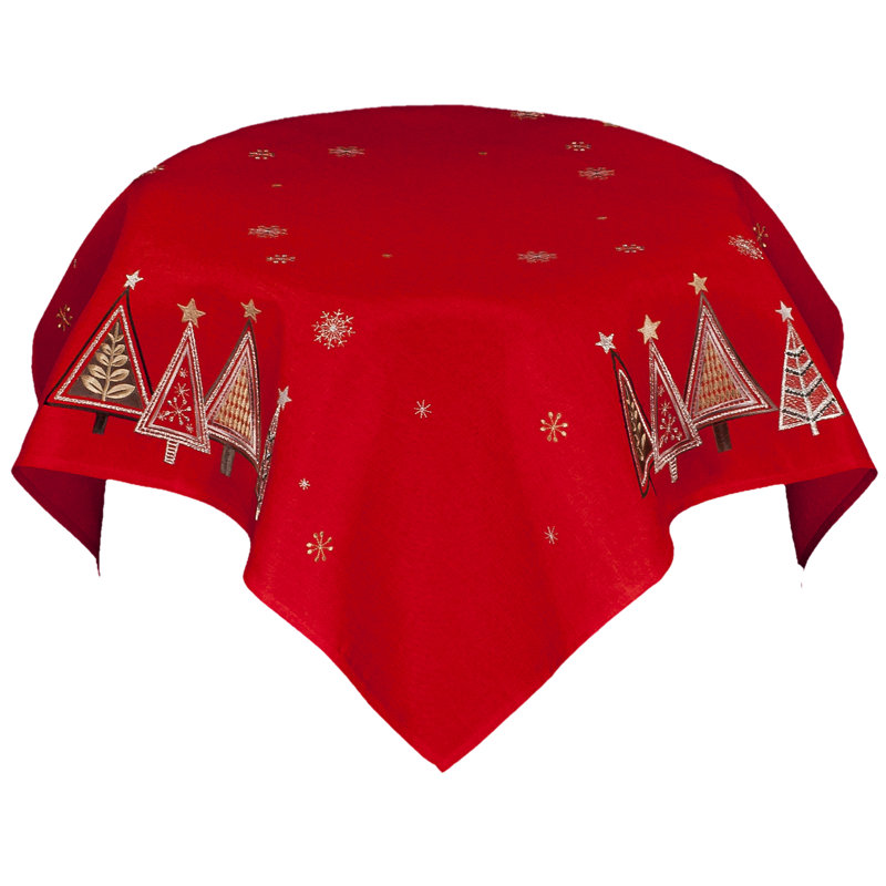 Décoration de table d'arbre de Noël géométrique rouge moderne (34 po carrés)