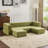 Multi-Functional Convertible Sectional Sofa with Storage Ottomans & High-Resilience Foam Sleeper, Space-Saving Design for Studio Apartments & Home Offices?-1508758714