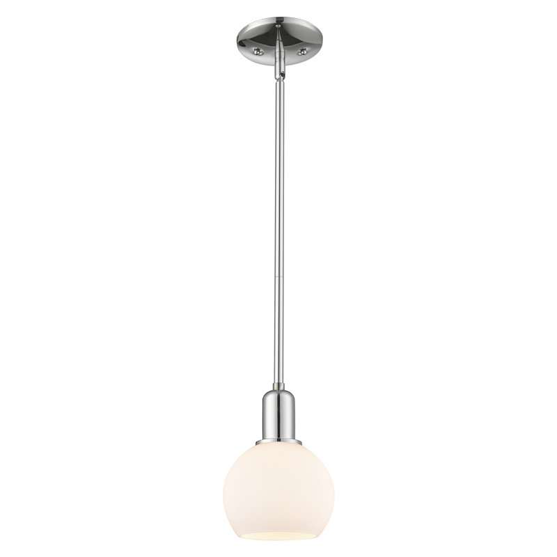 Mini-luminaire suspendu 1 lumière Arcadia - Athens, H 4,88 po x l 5,88 po x P 5,88 po, Blanc mat, Chrome poli