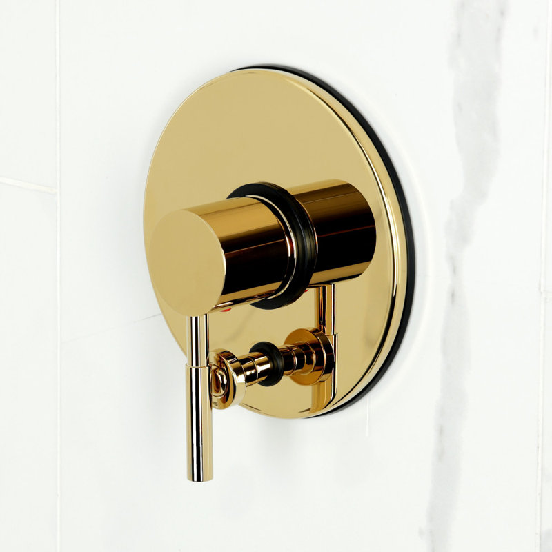 Robinet de baignoire et de douche à pression équilibrée à poignée simple Kingston Brass, Laiton poli