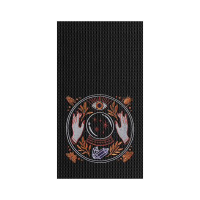 Magic Crystal Ball Halloween Embroidered Cotton Waffle Weave Kitchen Towel